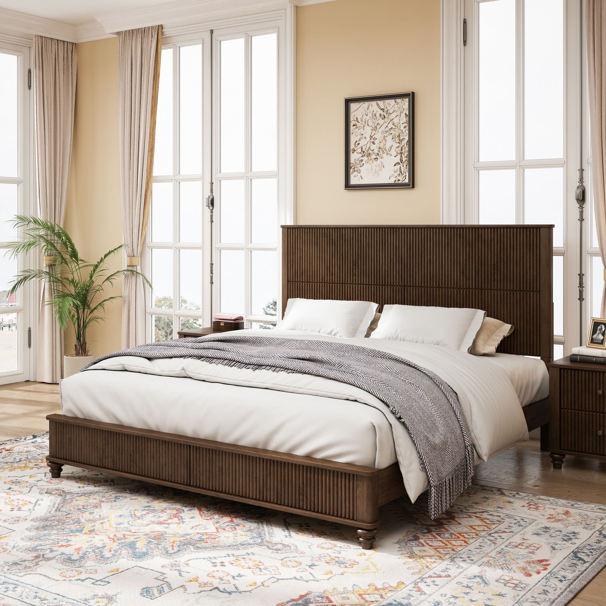 Platform Bed Frame & Tall Headboard by HouseOfZazla