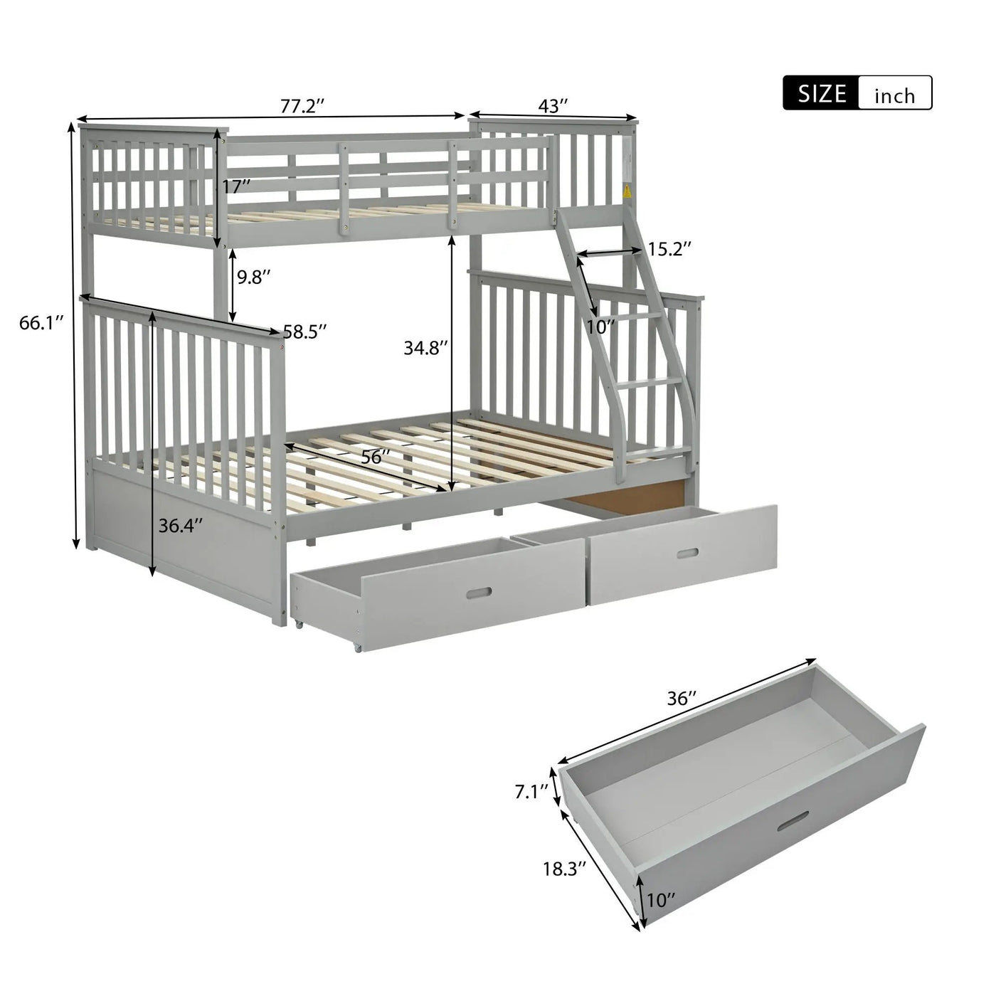 Bunk Bed With Ladder, And Safety Guard Rails by Unique Piece Furniture