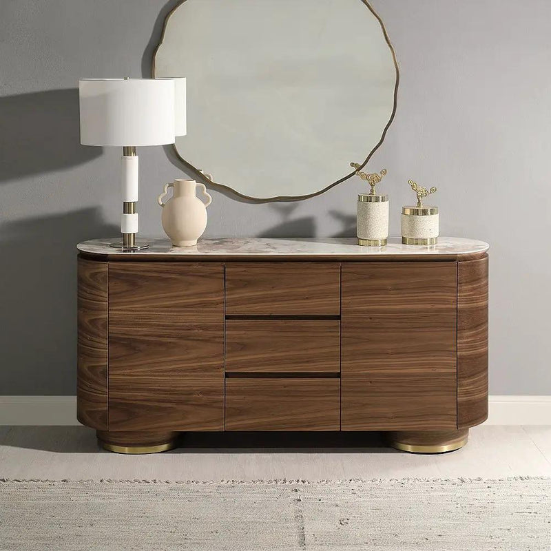 Willene - Server With Ceramic Top - Ceramic Top & Walnut by Unique Piece Furniture