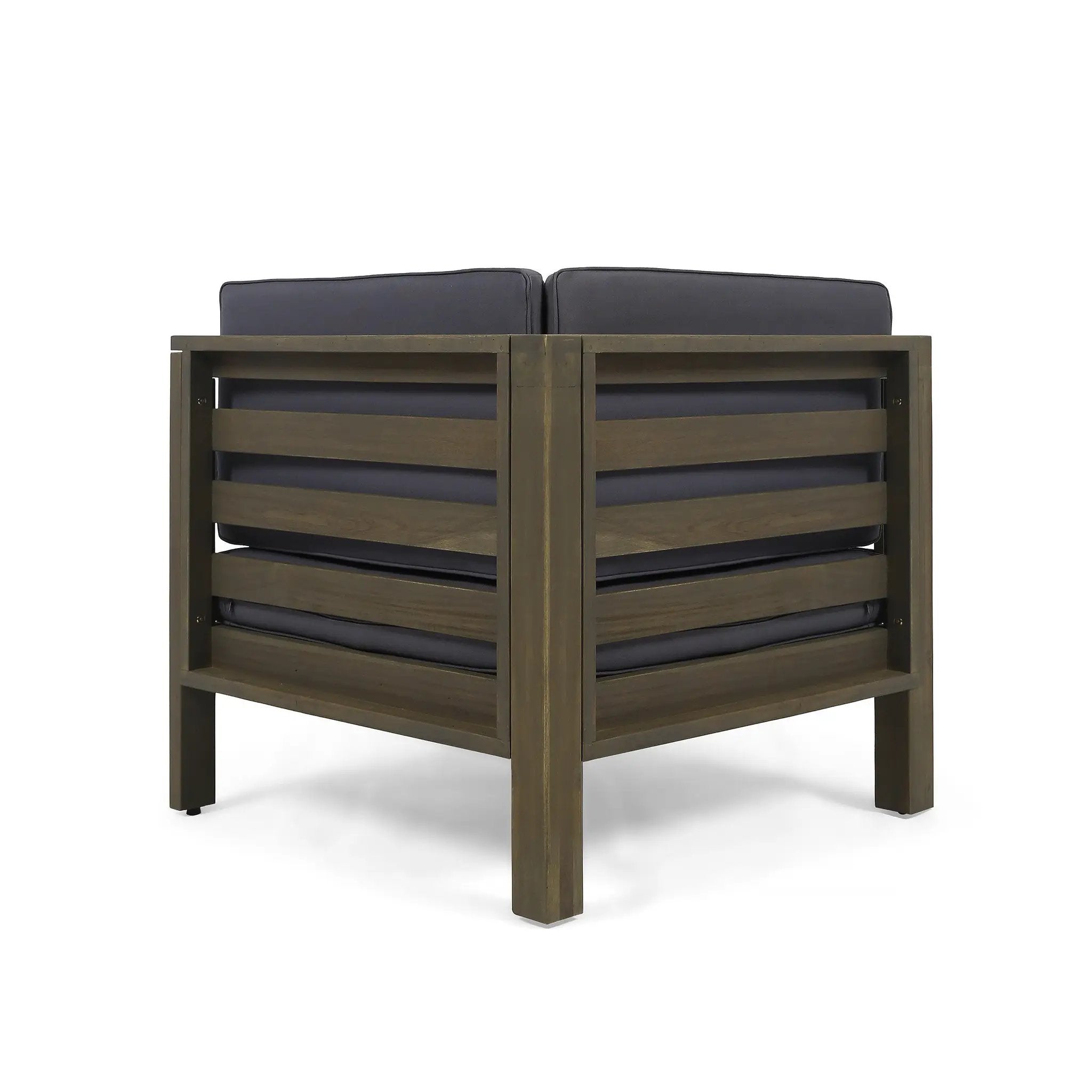 Oana Outdoor Wooden Sectional Set with Cushions, Dark Grey by HouseOfZazla