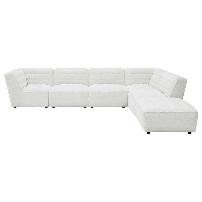 Nevve - 6 Piece Upholstered Tufted Sectional - Ivory by HouseOfZazla