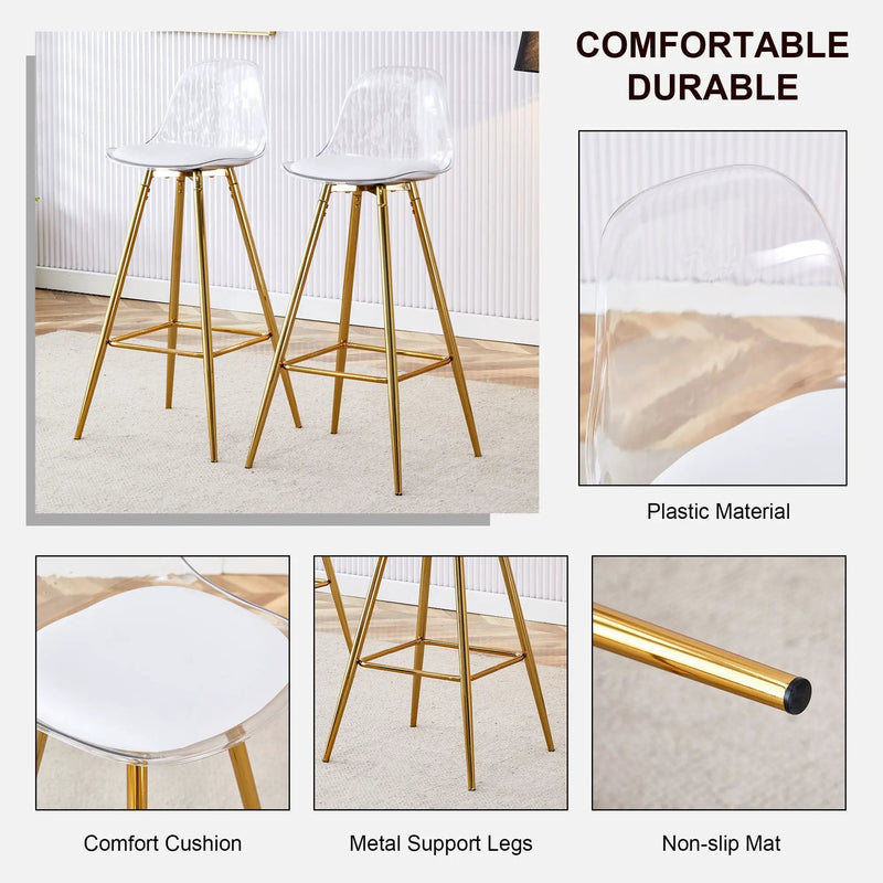 Stylish Upholstered Bar Chairs With Metal Leg by Unique Piece Furniture