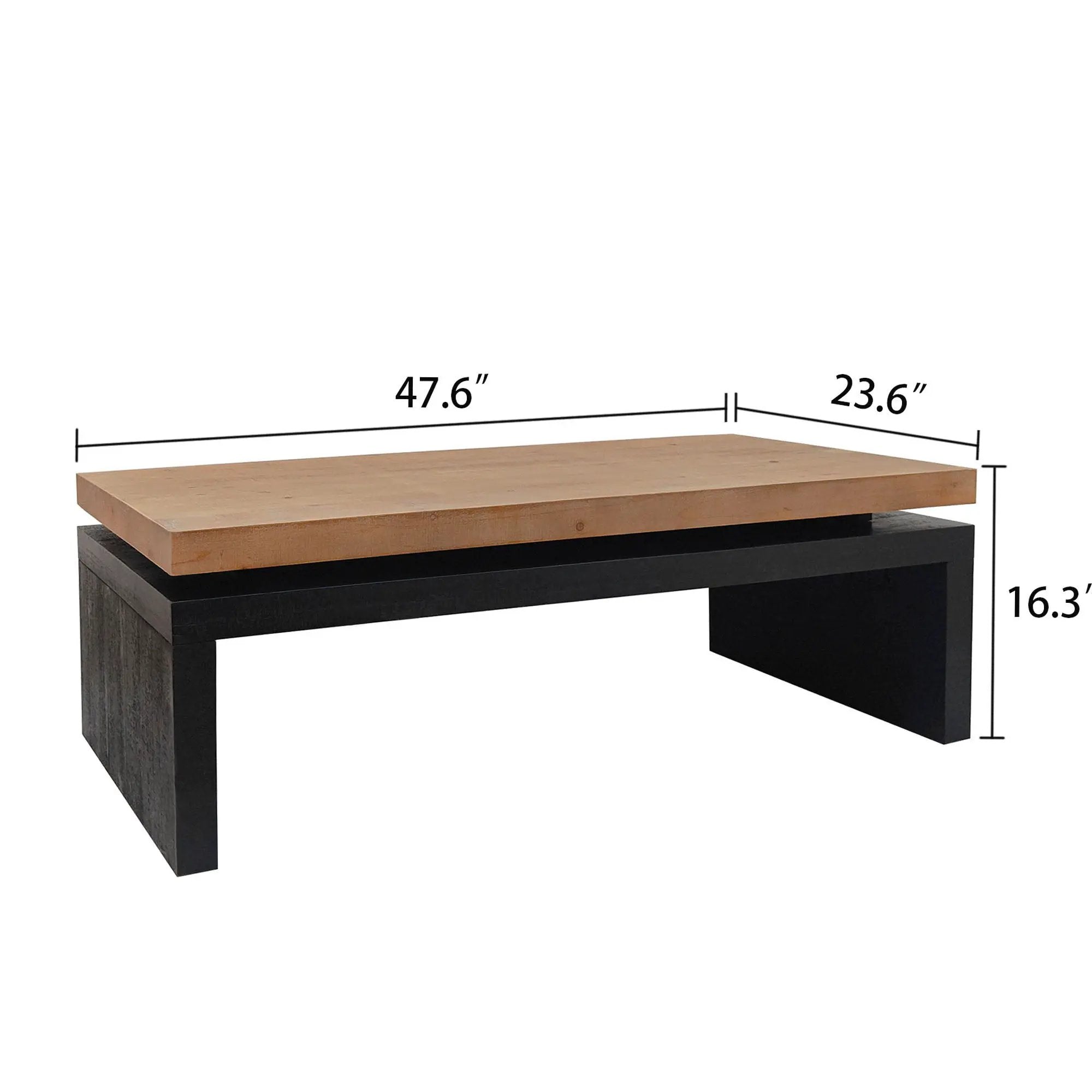 Coffee Table Rectangular Center Table For Living Room - Black / Natural / Multi / Natural Multi / Natural Wood / Natural Wood Wash by HouseOfZazla