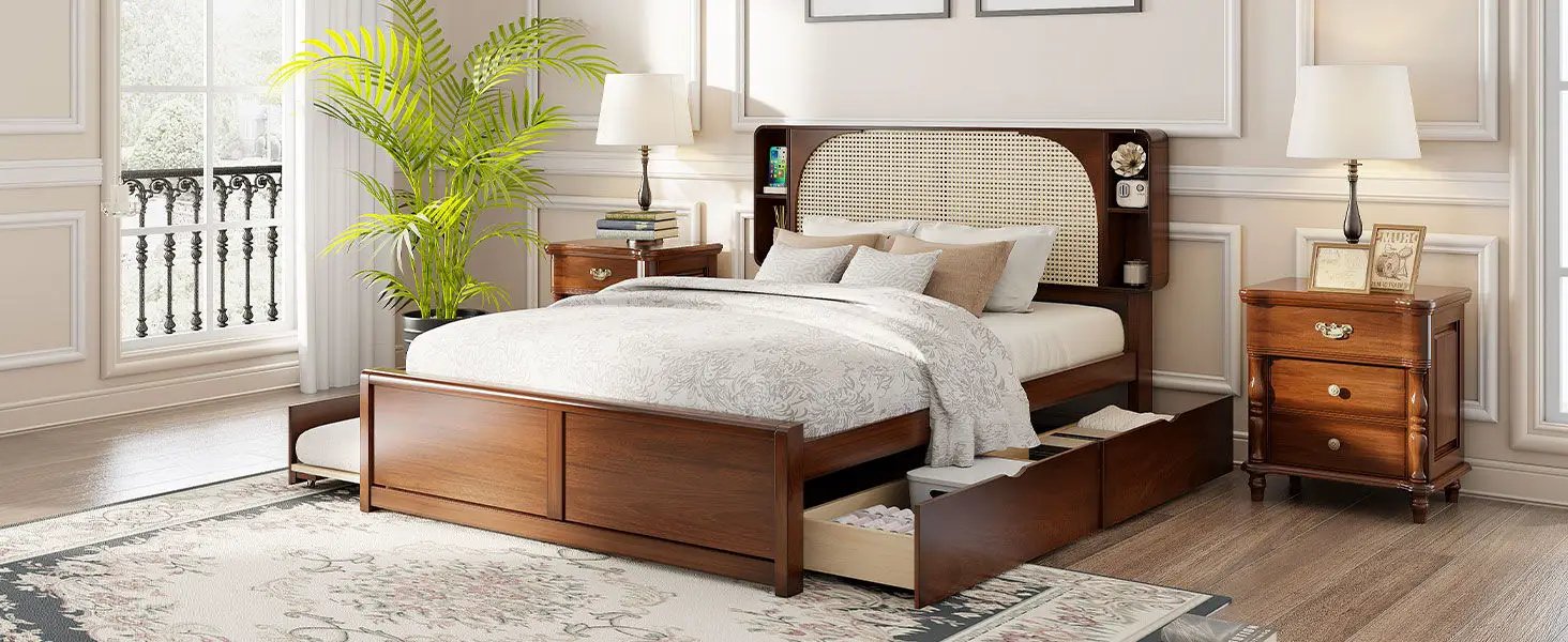 Headboard Bed With 2 Drawers And Trundle by HouseOfZazla