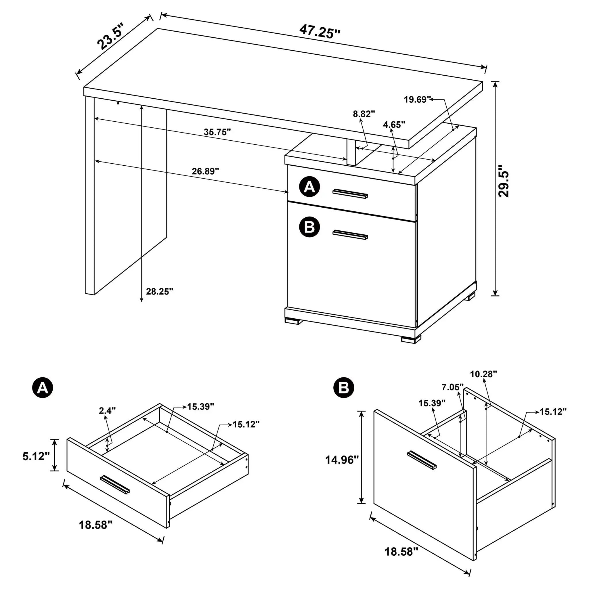 2 Drawer Reversible Office Desk With Modular Design by HouseOfZazla