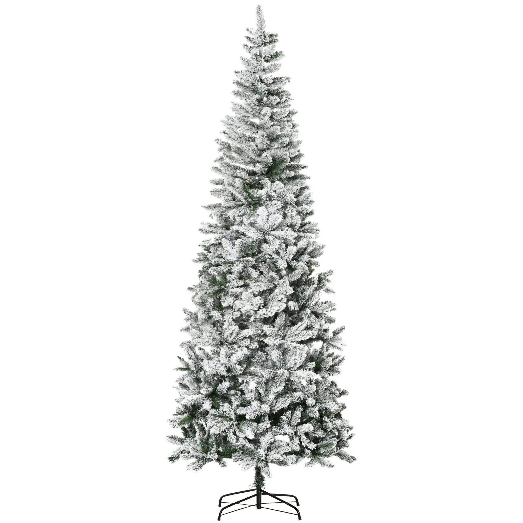HOMCOM 9ft Unlit Snow-Flocked Slim Pine Artificial Christmas Tree by HouseOfZazla