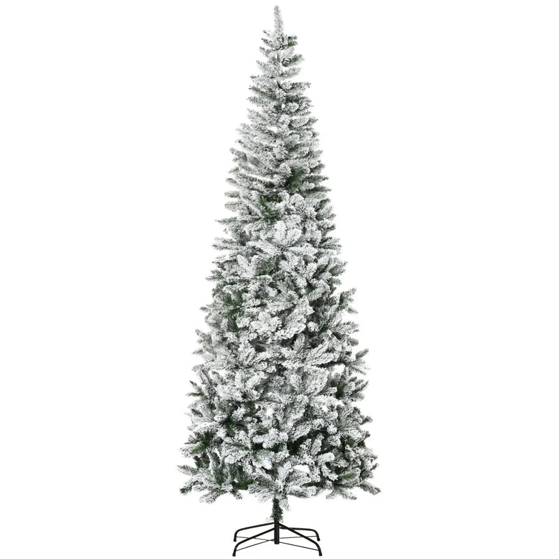 HOMCOM 9ft Unlit Snow-Flocked Slim Pine Artificial Christmas Tree by HouseOfZazla