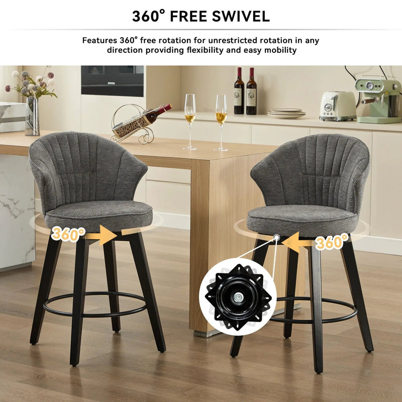 Wing Back Swivel Bar Stools (Set of 2) by Unique Piece Furniture