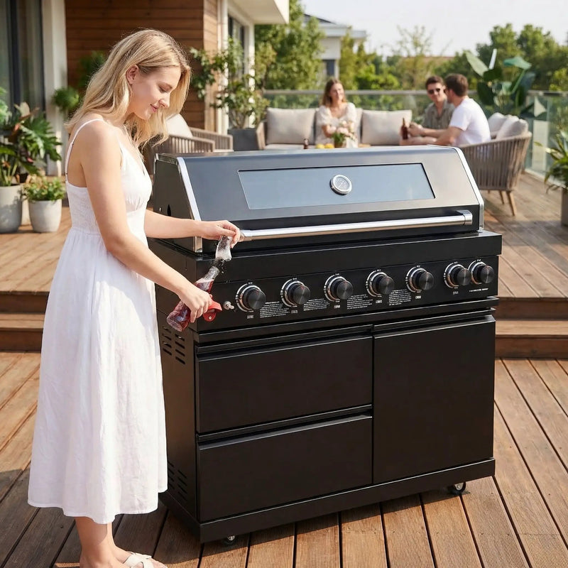 43" 6-Burner Natural NG Black Outdoor Kitchen Island Grill by Chery Industrial