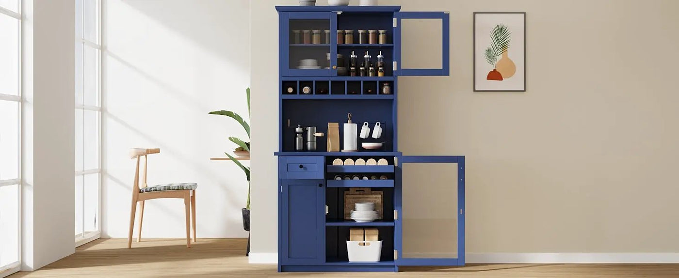 TOPMAX Farmhouse Freestanding Buffet with Hutch by HouseOfZazla