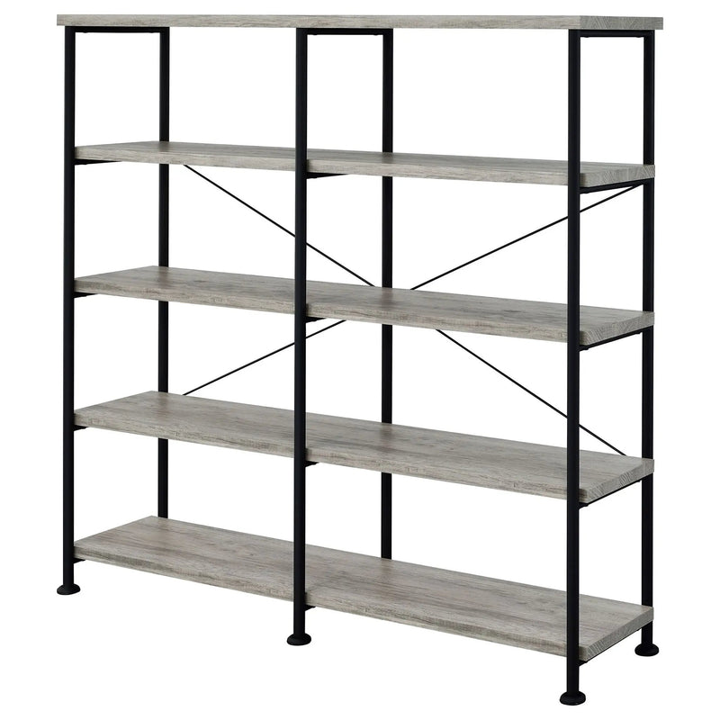 Analiese 63-inch 4-shelf Double Bookshelf Grey Driftwood by Unique Piece Furniture
