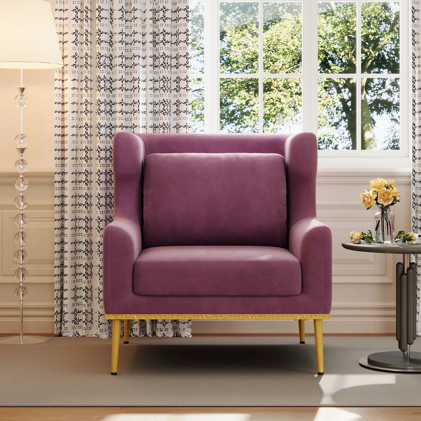 Elegant Curved Armrest Accent Armchair by HouseOfZazla