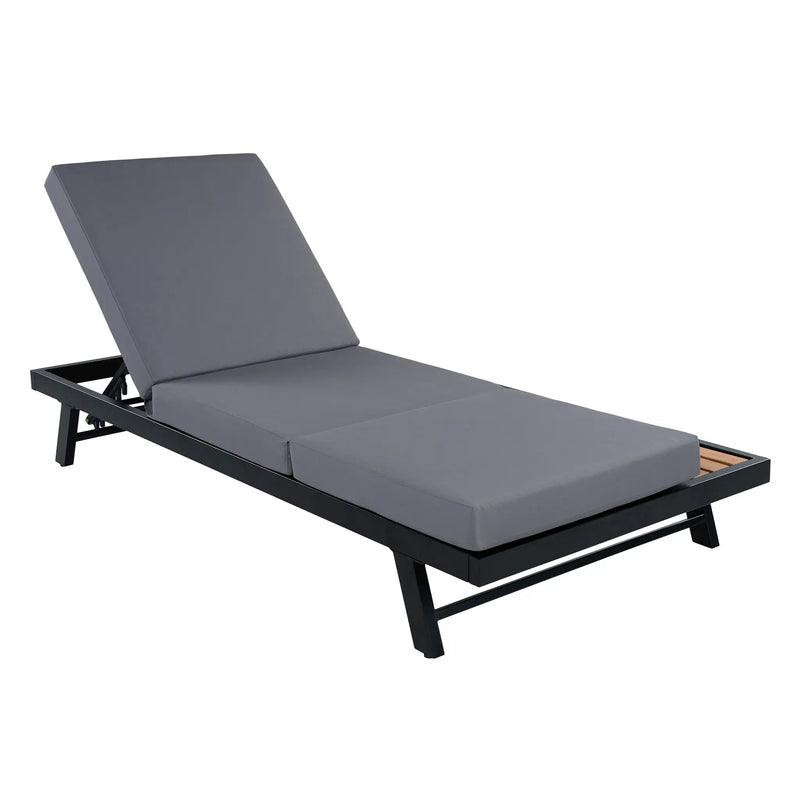Black Iron + Teak Finish Chaise Lounge Set by HouseOfZazla