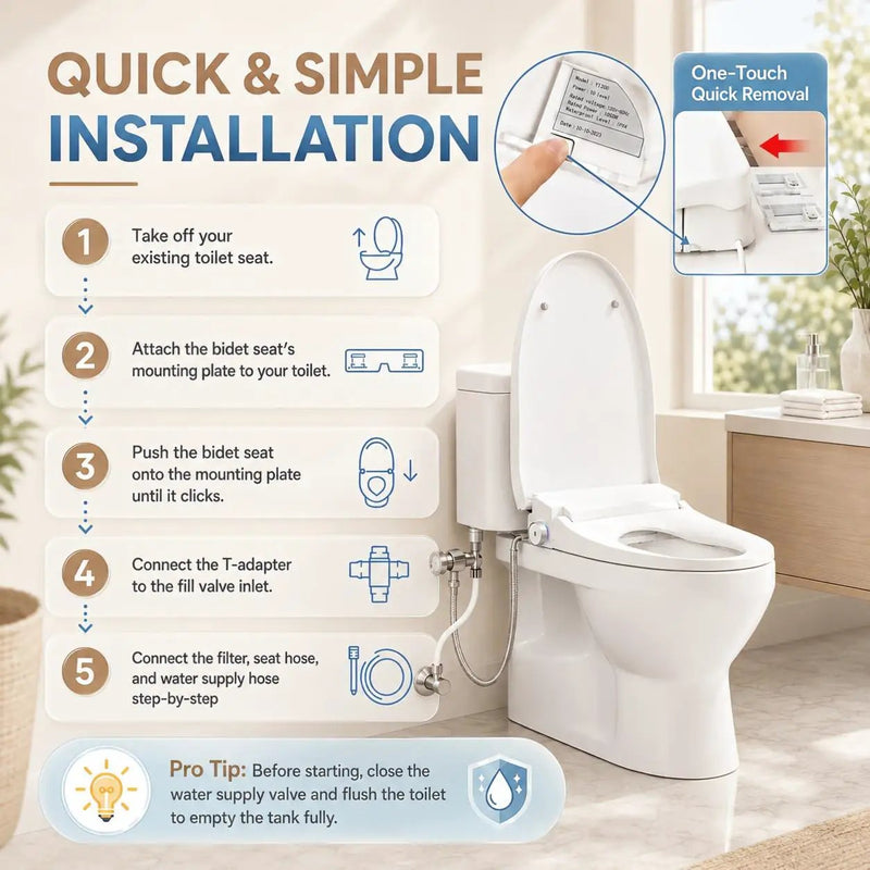 Smart Bidet Toilet Seat with Side Knob Adjustable Heated Seat by HouseOfZazla