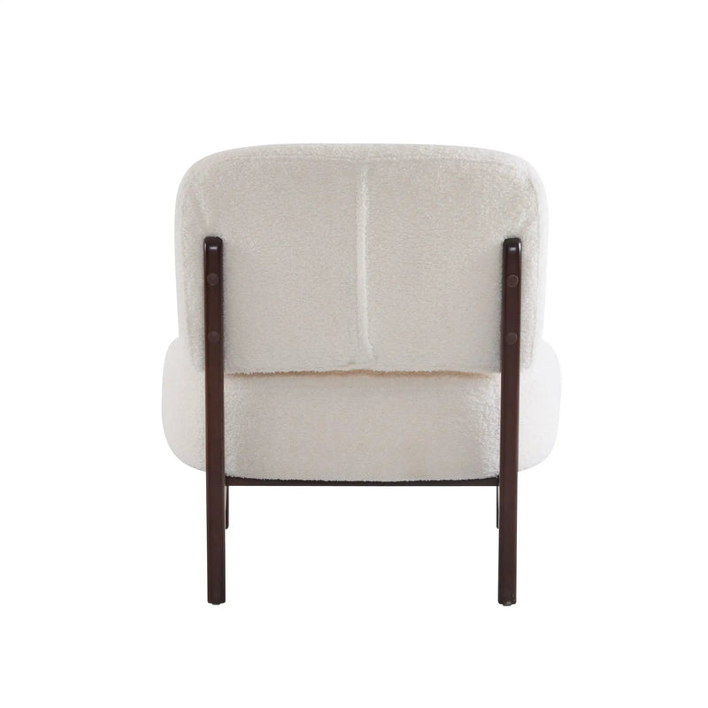 Modern Boucle Lounge Chair With Solid Wood Frame