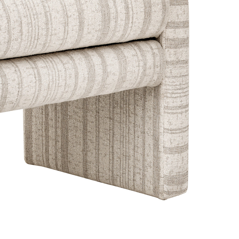 62.2 Inch Striped Upholstered Ottoman Bench with Thick Linen-Blend Upholstery - Striped, photo 10 of 10