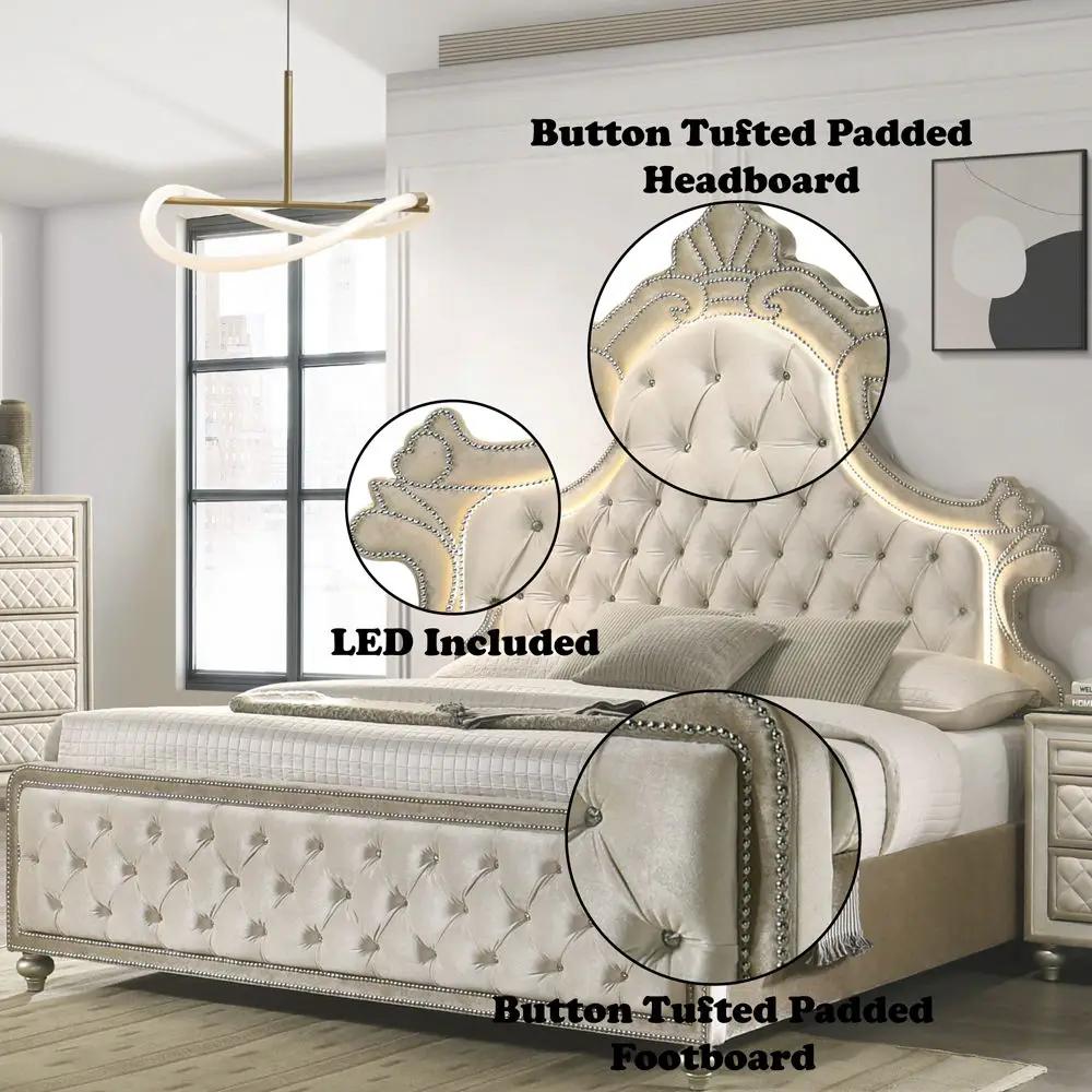 Lucienne - Bed With LED by Unique Piece Furniture