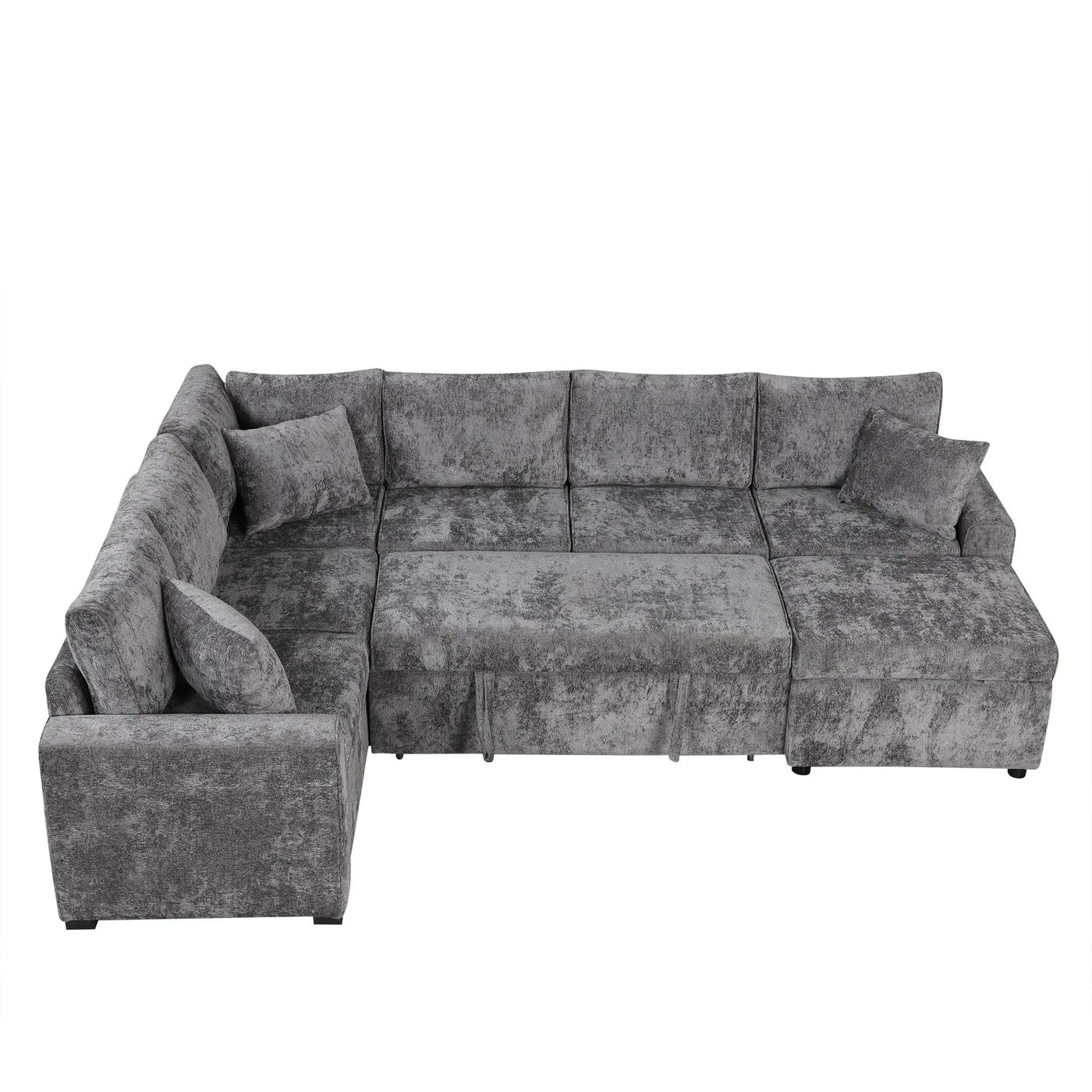 Sectional Sofa Pull-Out Sofa Bed Sleeper With A Storage Ottoman, Three Pillows And Charging Devices For Living Room by HouseOfZazla