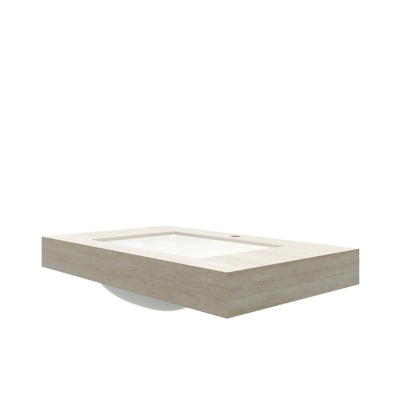 36" Roma Travertine-Pattern Sintered Stone Countertop with Undermount Ceramic Basin by HouseOfZazla