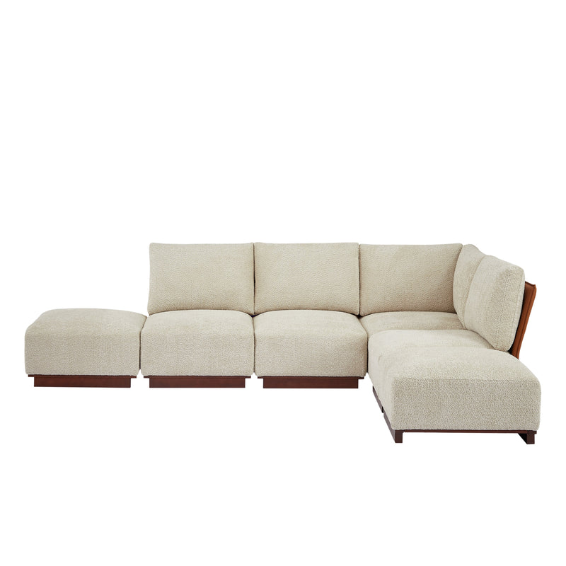 Velora 116 in. 6-Piece L Shaped Boucle Modular Sectional Sofa - Sesame, photo 3 of 10