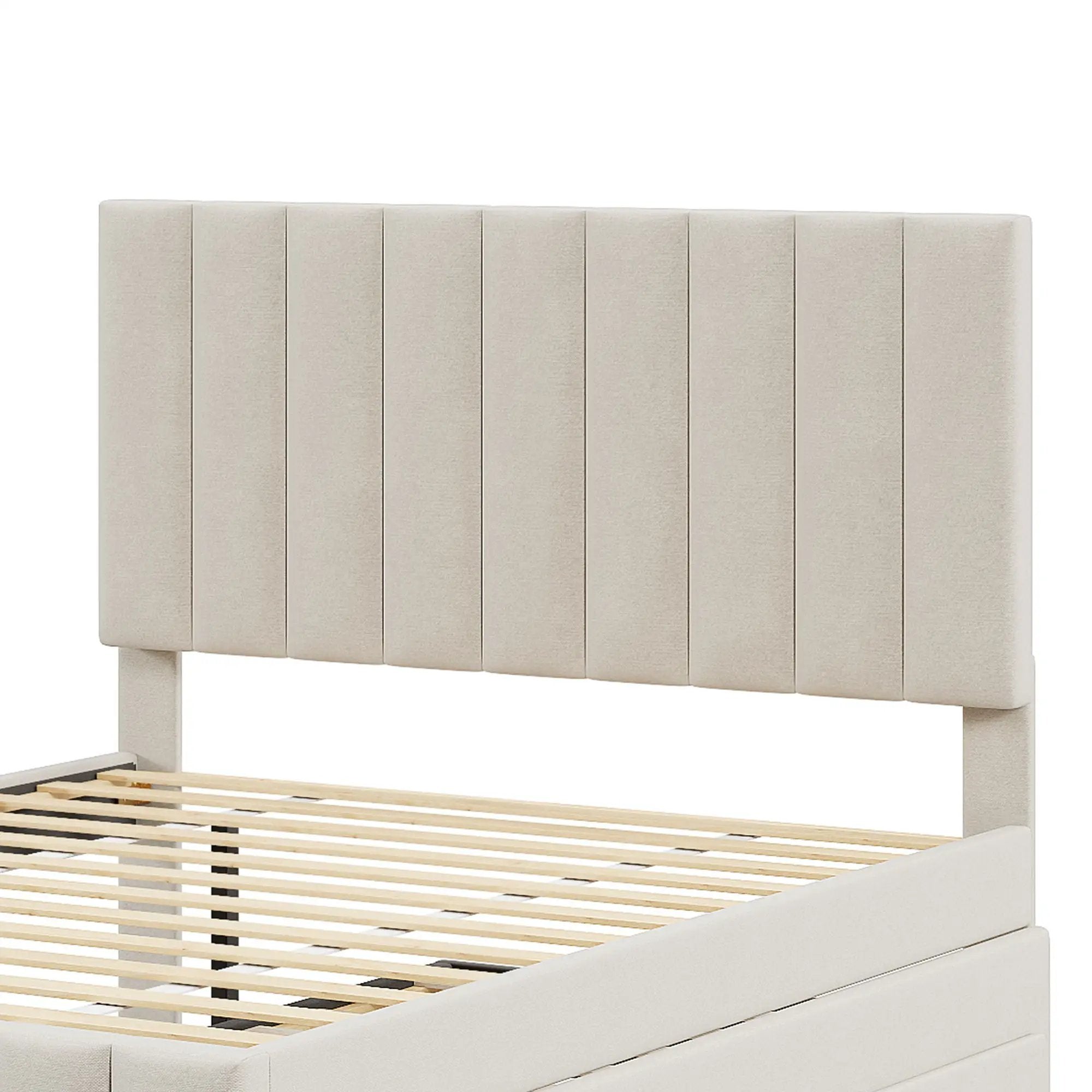 Upholstered Platform Bed With Twin Size Trundle And 3 Drawers by HouseOfZazla