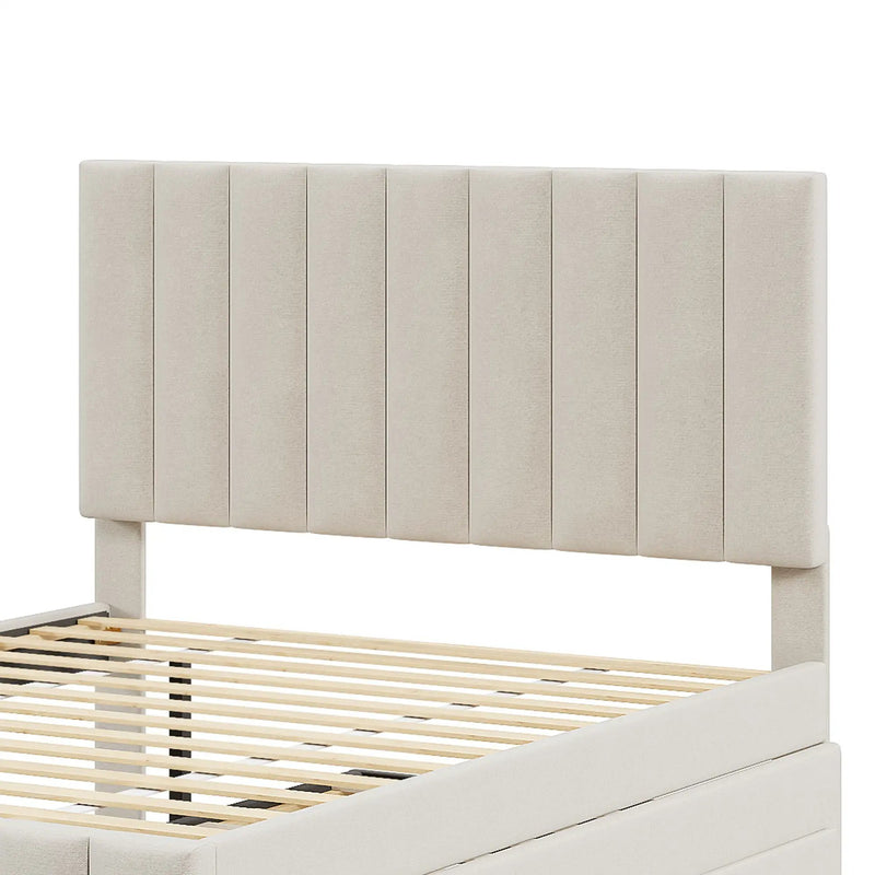 Upholstered Platform Bed With Twin Size Trundle And 3 Drawers by HouseOfZazla