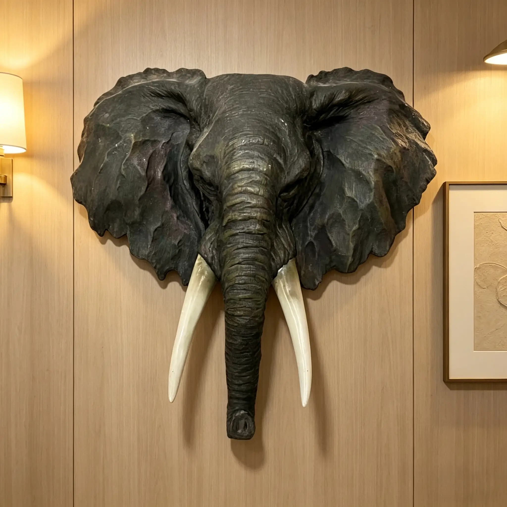 15.75" Wide Realistic Elephant Head Wall Sculpture by HouseOfZazla