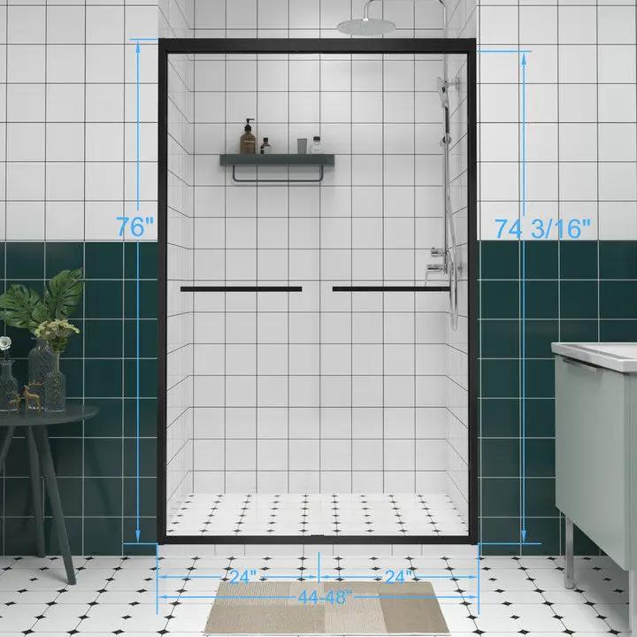 Aluminum Frame Double Sliding Shower Door - Bypass Bathroom Door by HouseOfZazla