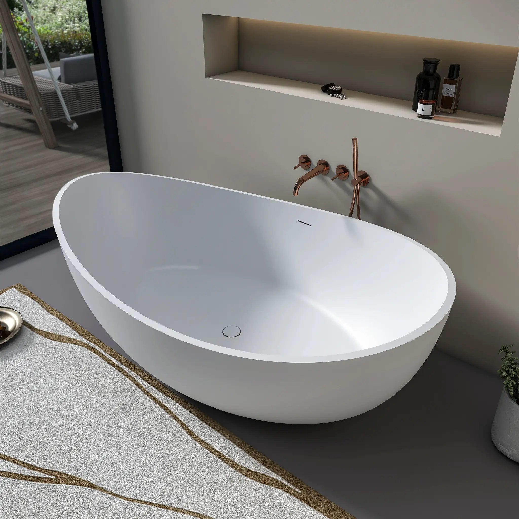 70 Inch Freestanding Solid Surface Soaking Bathtub by HouseOfZazla