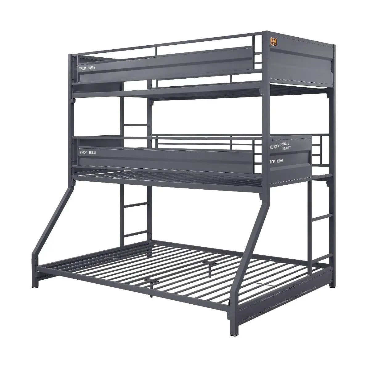 Cargo - Twin Over Twin Over Full Bunk Bed - Gunmetal by Unique Piece Furniture