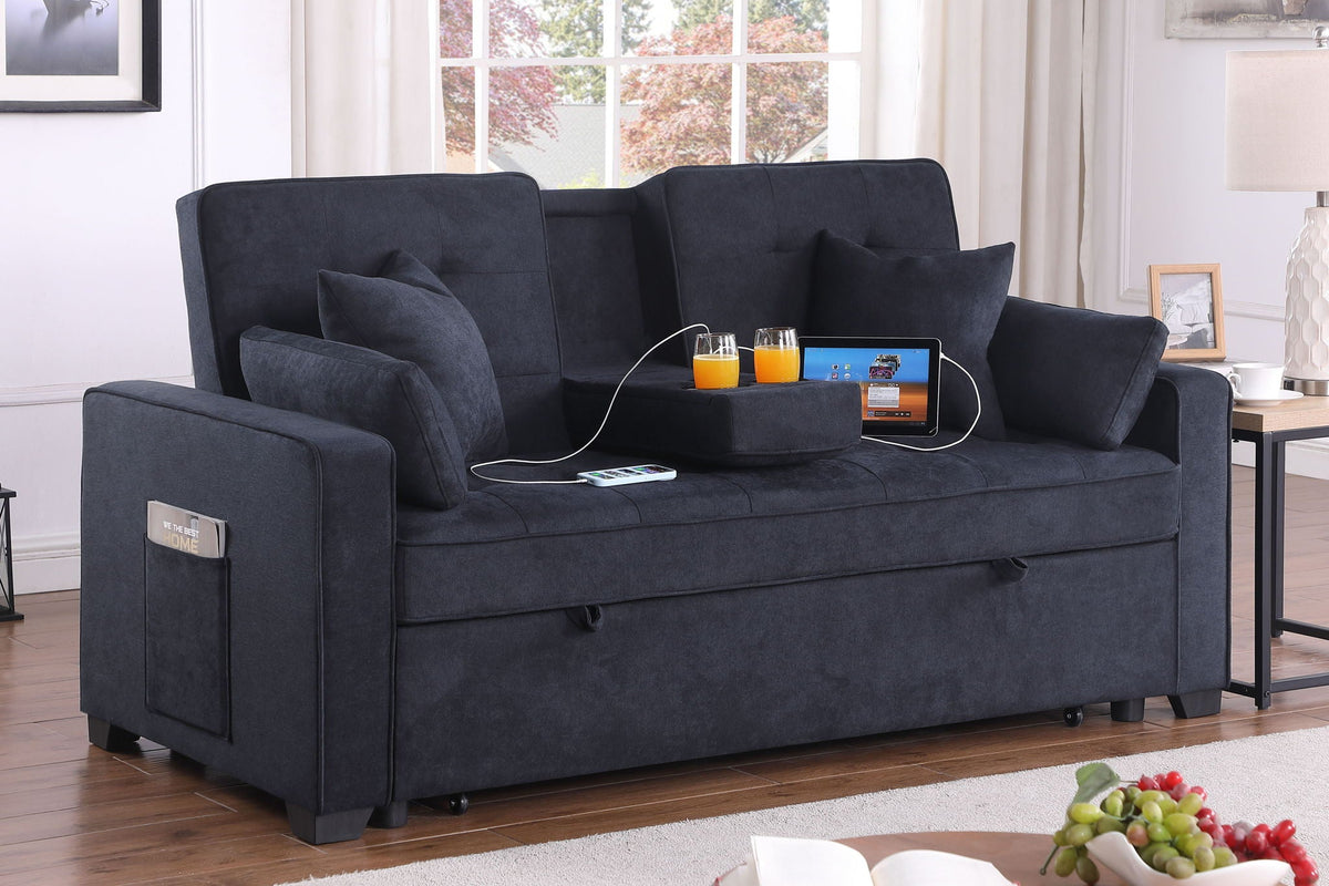 Convertible Sleeper Loveseat with Cup Holder - Dark Gray, photo 13 of 14