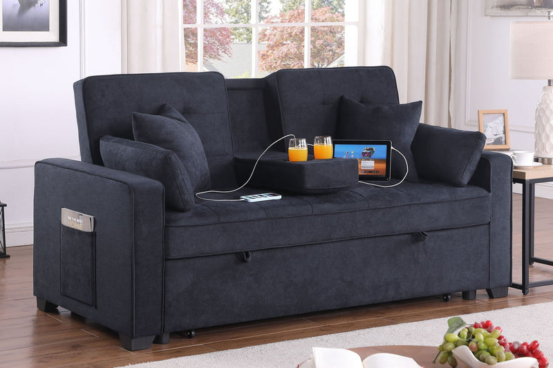 Convertible Sleeper Loveseat with Cup Holder - Dark Gray, photo 13 of 14