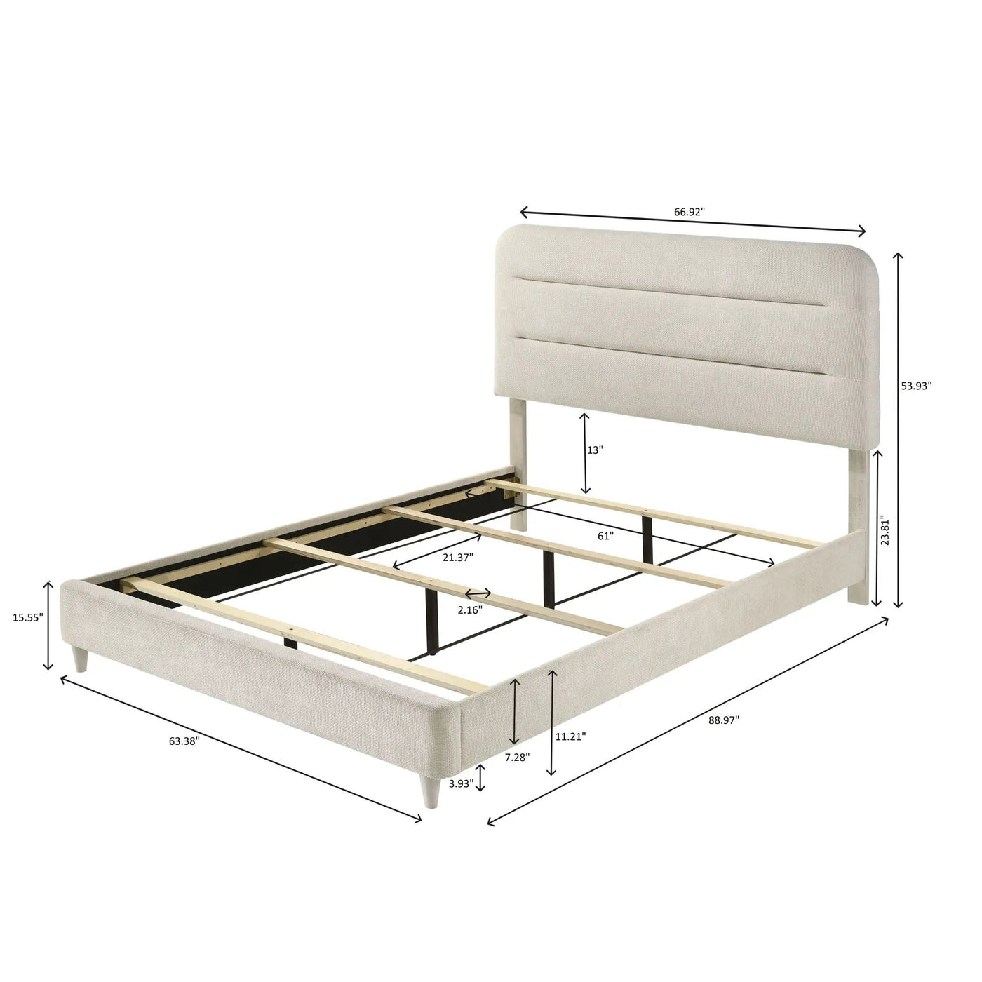 Upholstered Panel Bed, Sleek Lines by HouseOfZazla