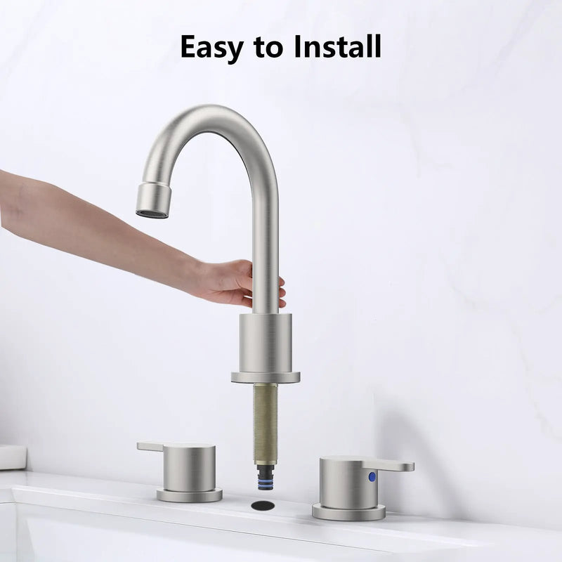 Widespread Bathroom Sink Faucet Brushed Nickel 2-Handle 8 Inch 3-Hole by HouseOfZazla