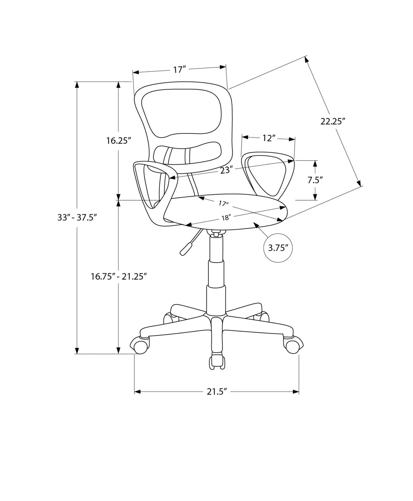 Office Chair, Adjustable Height, Swivel Ergonomic, Armrests by HouseOfZazla