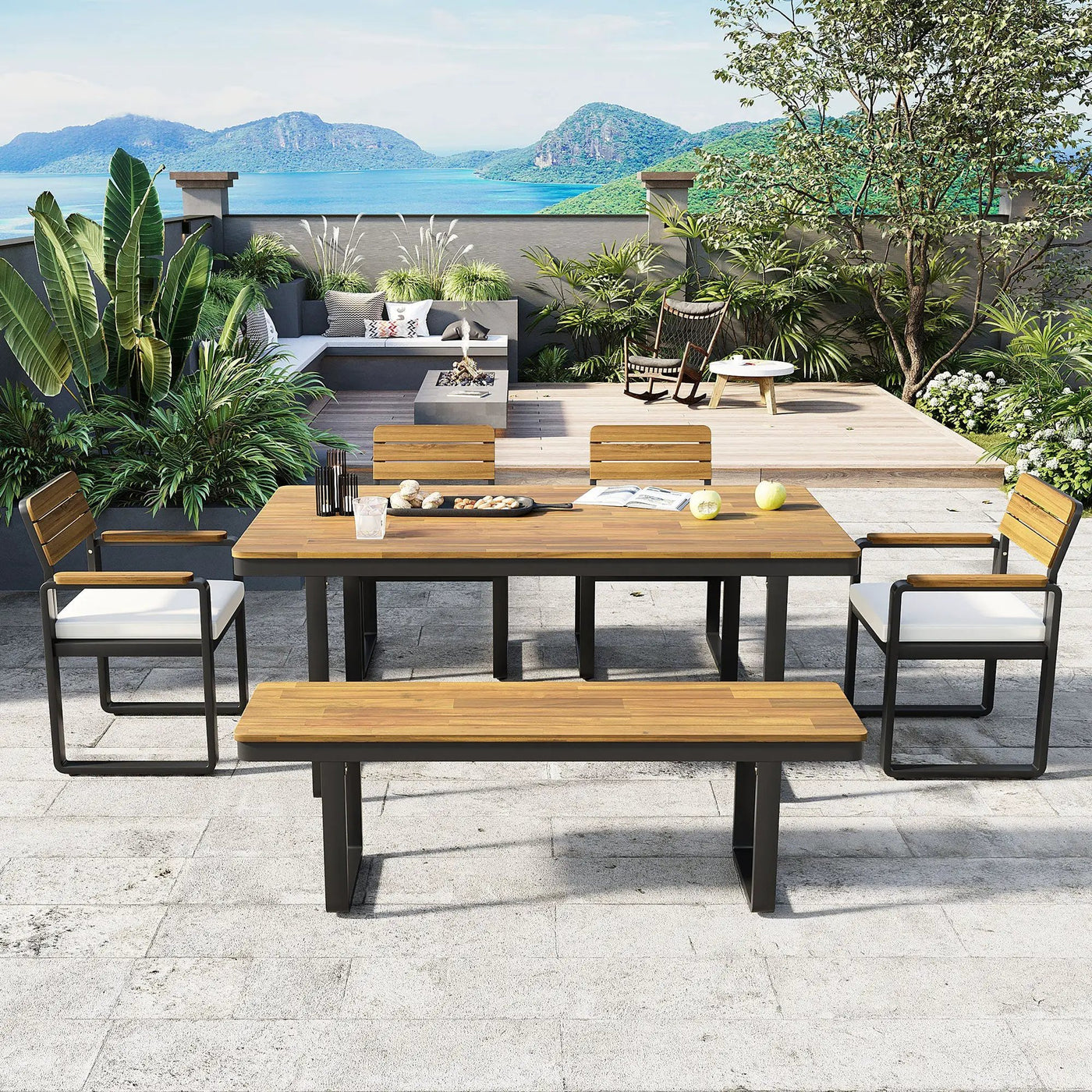 6-Piece Outdoor Dining Set with Acacia Wood by HouseOfZazla