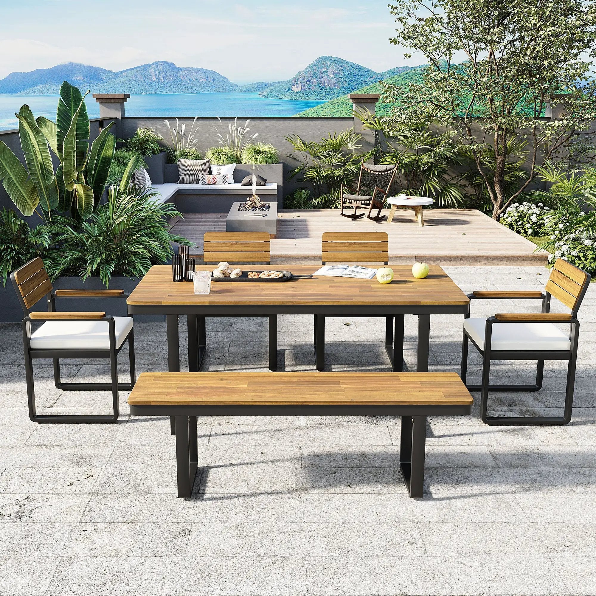 6-Piece Outdoor Dining Set with Acacia Wood by HouseOfZazla