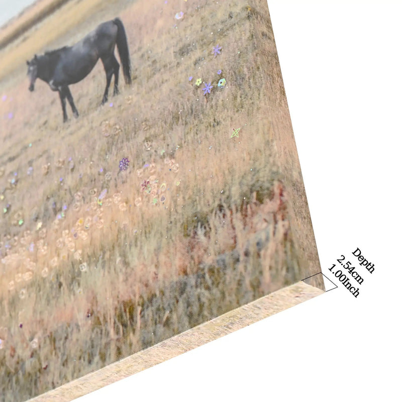 Horse Framed Wall Art Decor For Living Room - Denim / Brown by Unique Piece Furniture