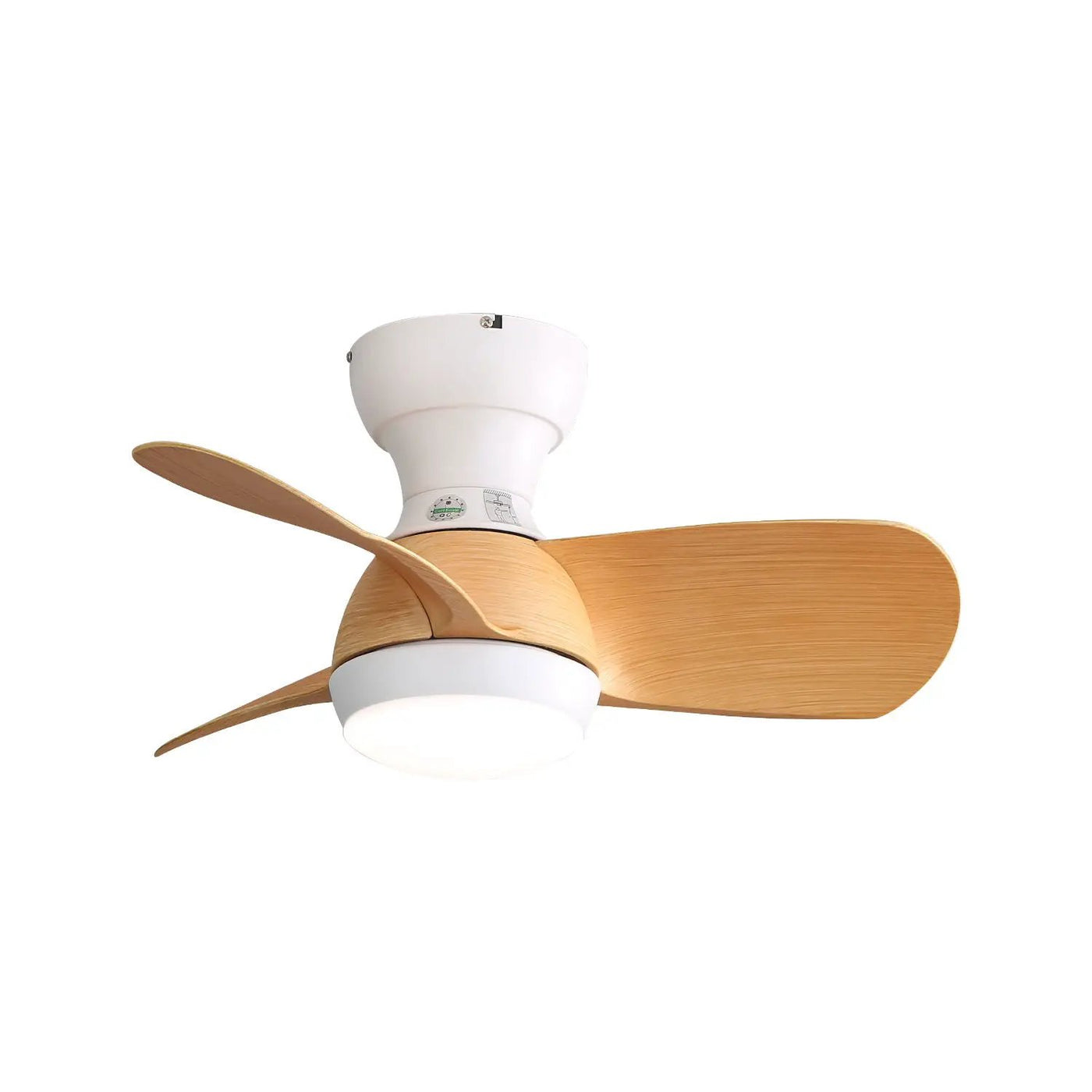 23" Bedroom Ceiling Fan With 3 Color Dimmable 3 ABS Blades Remote Control Dc Motor With 18W Led Light by Unique Piece Furniture