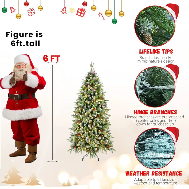6ft Pre-Lit Artificial Christmas Tree with 380 Warm White LED Lights by HouseOfZazla