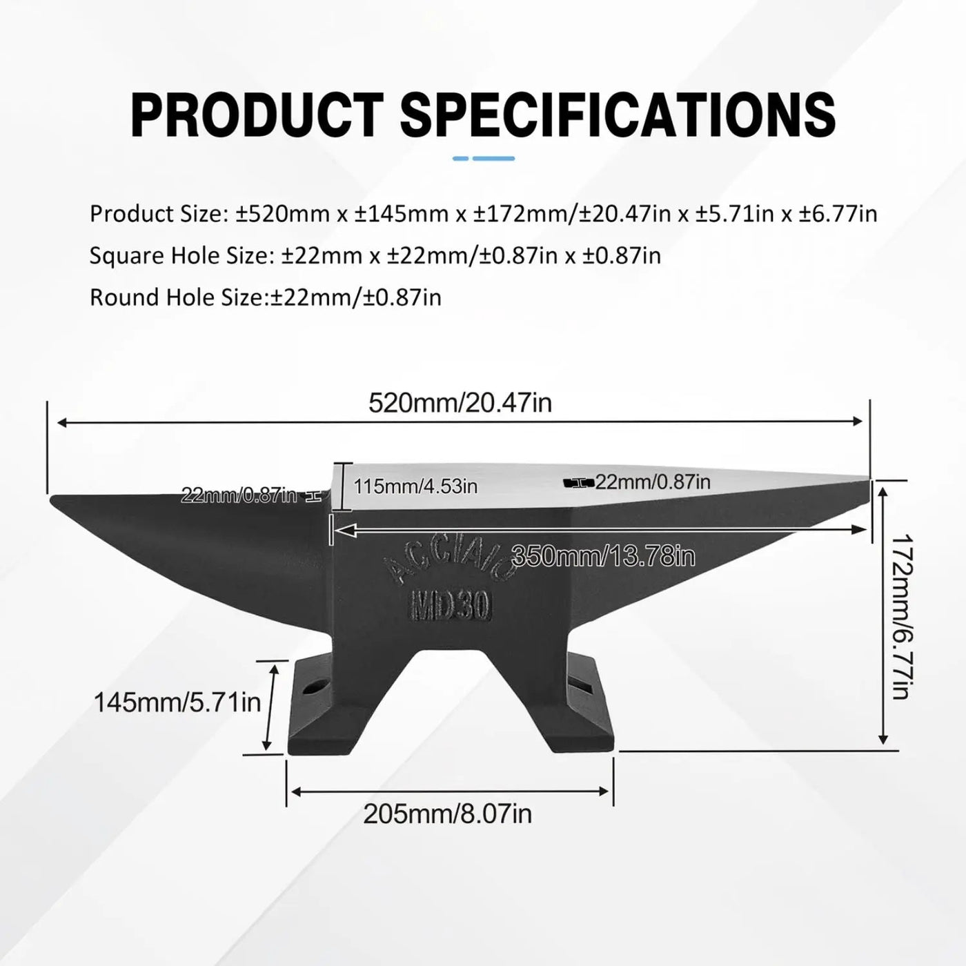 Heavy Duty Cast Steel Anvil, 22 Lbs Single Horn With Large Countertop, High Hardness For smithing by HouseOfZazla