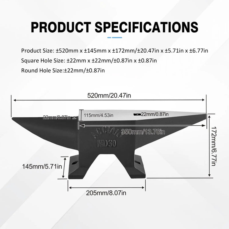 Heavy Duty Cast Steel Anvil, 22 Lbs Single Horn With Large Countertop, High Hardness For smithing by HouseOfZazla