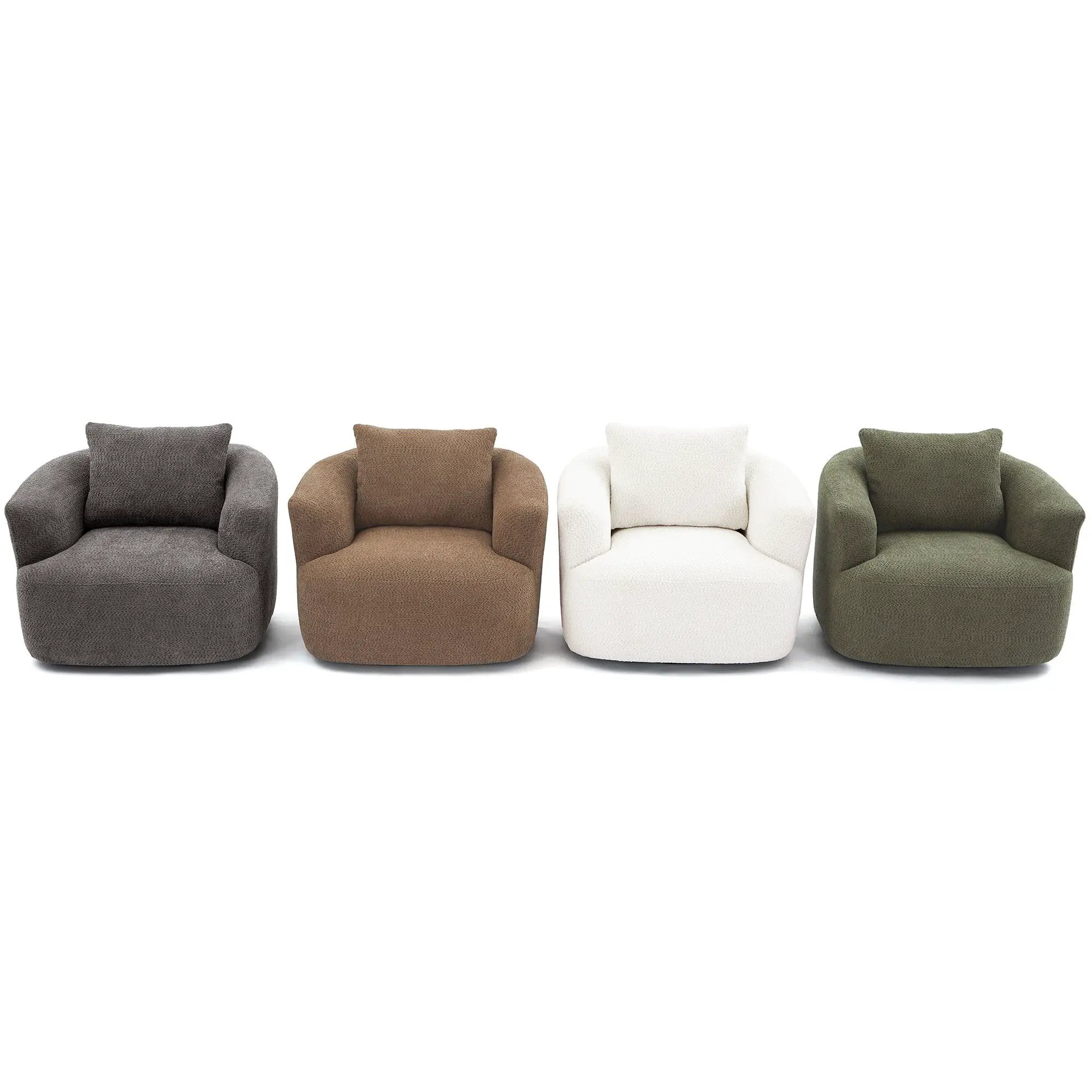 360° Swivel Barrel Sofa Chair With Throw Pillow, Upholstered Accent Chair by HouseOfZazla