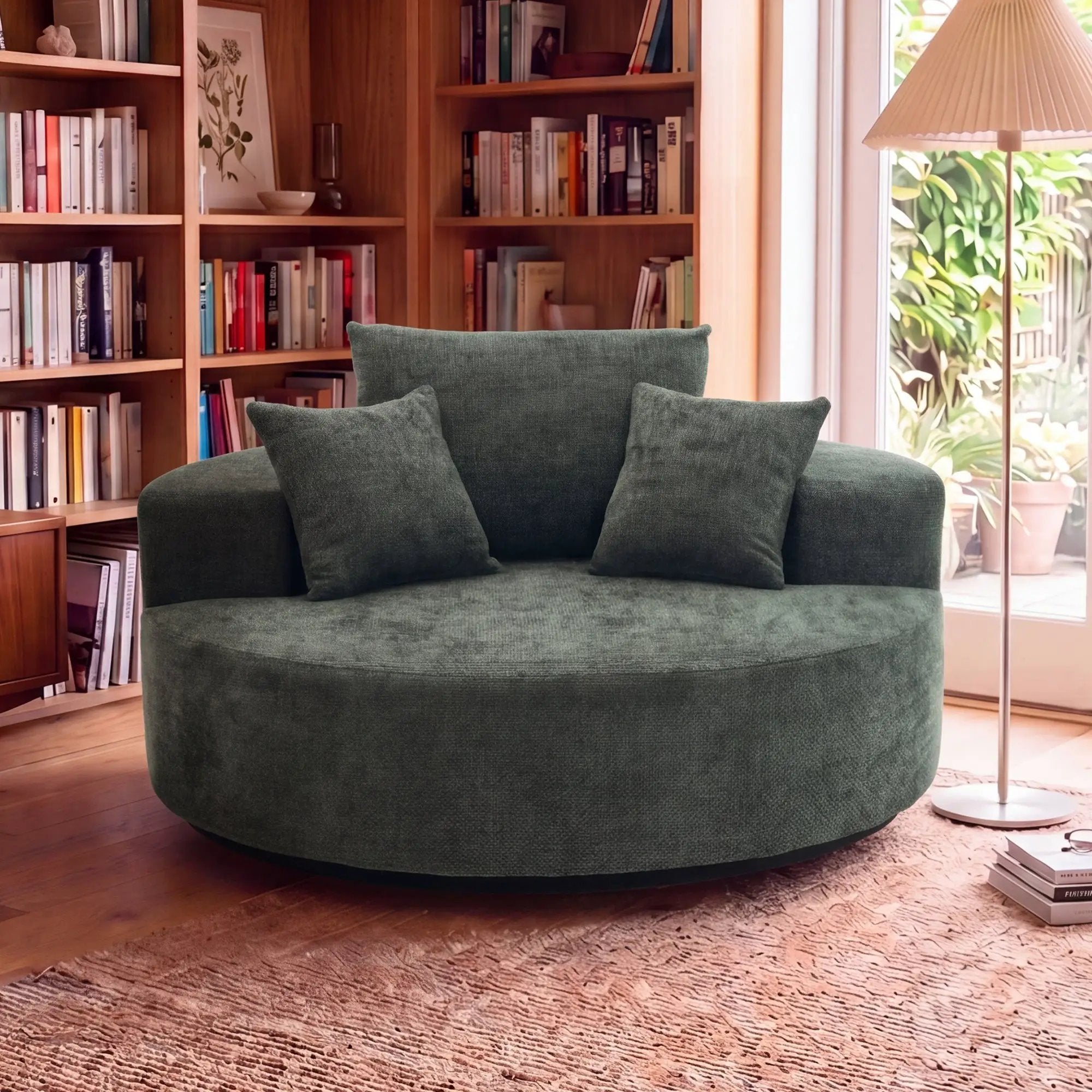 55" Oversized Round Swivel Chair by HouseOfZazla