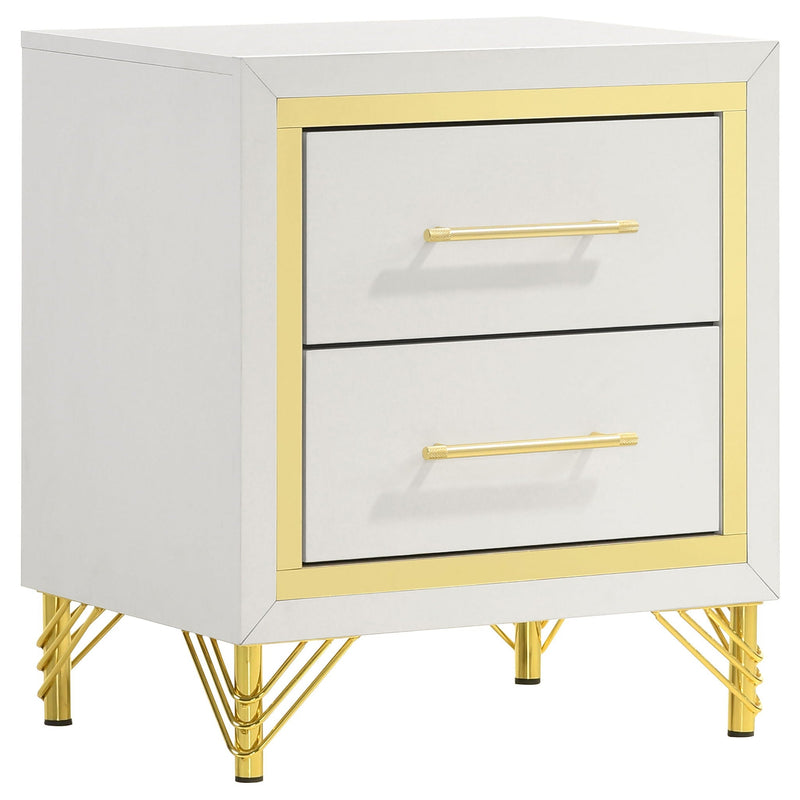 Chesney - 2 Drawer Nightstand With Trim, Bedroom Side Table - White by HouseOfZazla