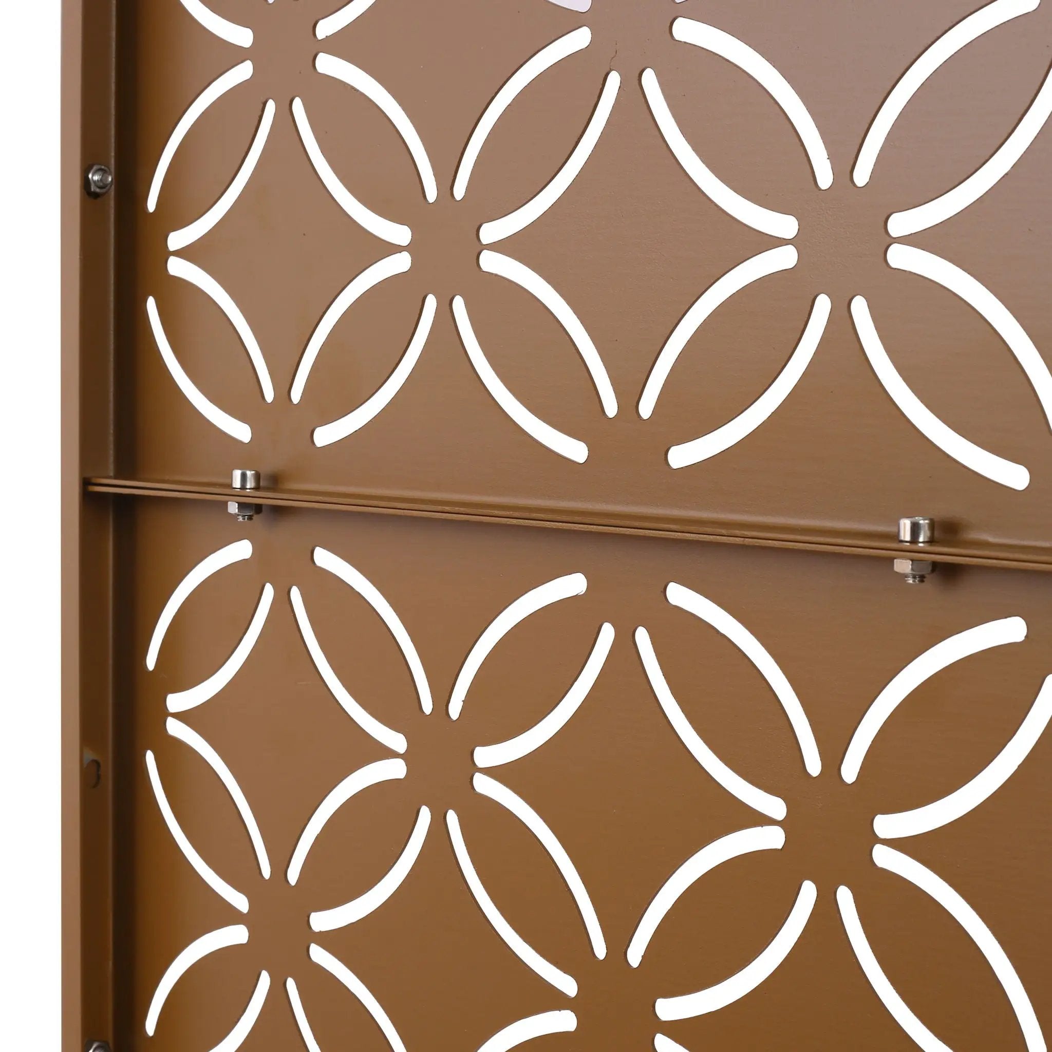 Freestanding Decorative Privacy Screen For Deck Balcony Patio, Metal Privacy - Brown by Unique Piece Furniture