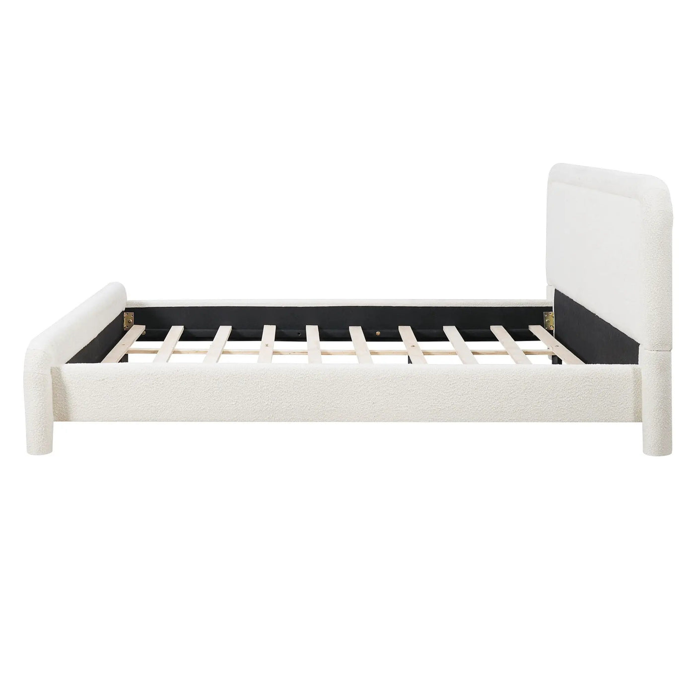 Upholstered Platform Bed Frame With Curved Headboard, Wood Slats Support by HouseOfZazla