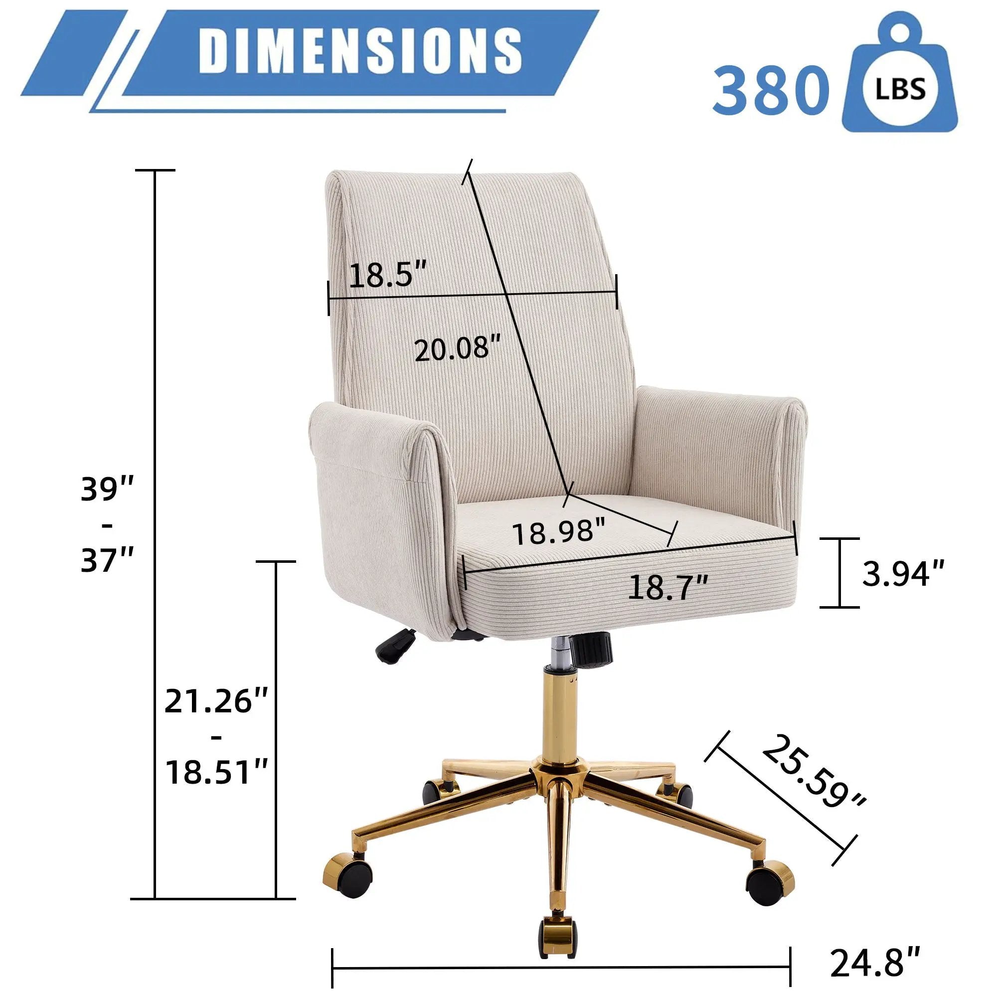 Ergonomic Mid-Back Office Chair With Gold Base by HouseOfZazla