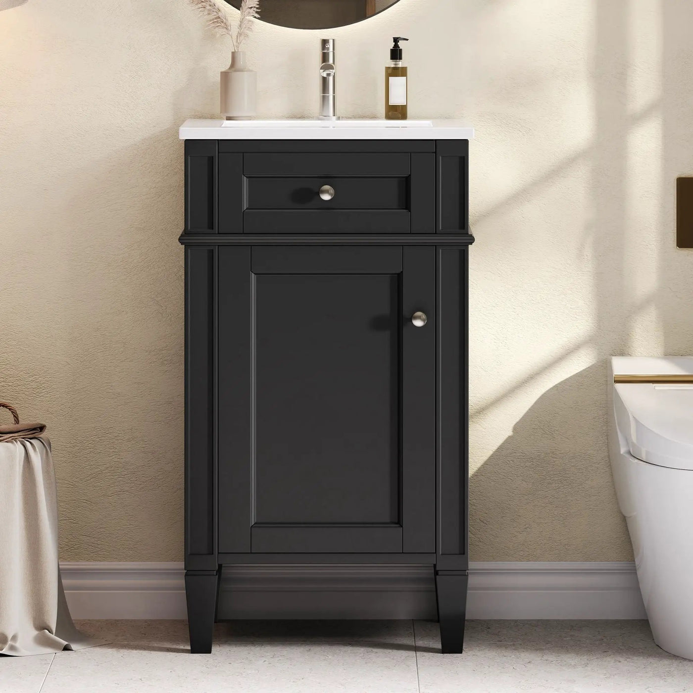 French Style Bathroom Vanity With Sink, Soft-Closing Door, Adjustable Shelf, Rectangular Design by Unique Piece Furniture