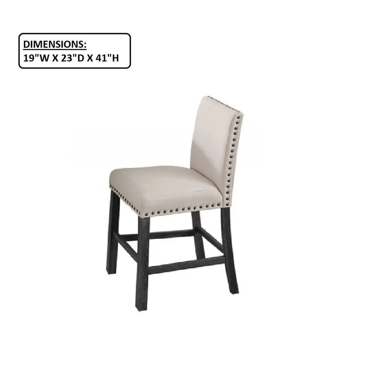 Upholstered Counter Dining Chair, Nailhead Trim (Set of 2) - Natural by HouseOfZazla
